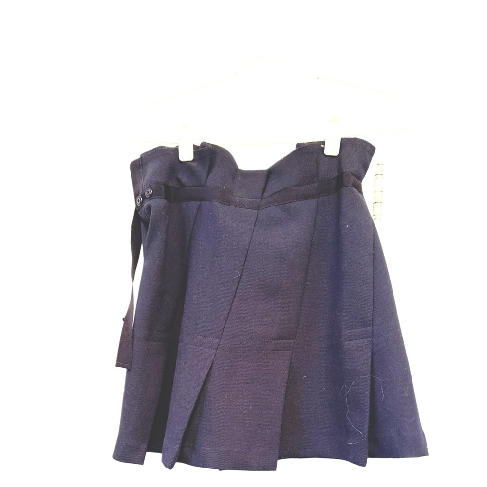 Sandro Blue Mini Skirt with Black Bow Detail